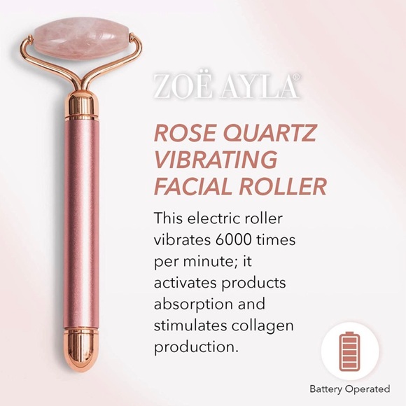 NIB Zoë Ayla Rose Quartz Vibrating Facial Roller - Picture 6 of 15